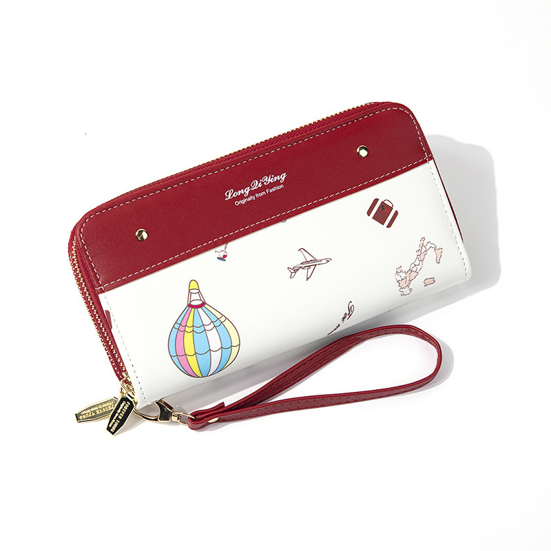 Free Shipping Designer Wallet New Women's Long Double Zipper Phone Bag Student Change Bag Large Capacity Hand-held Bag Multifunctional Card Bag I