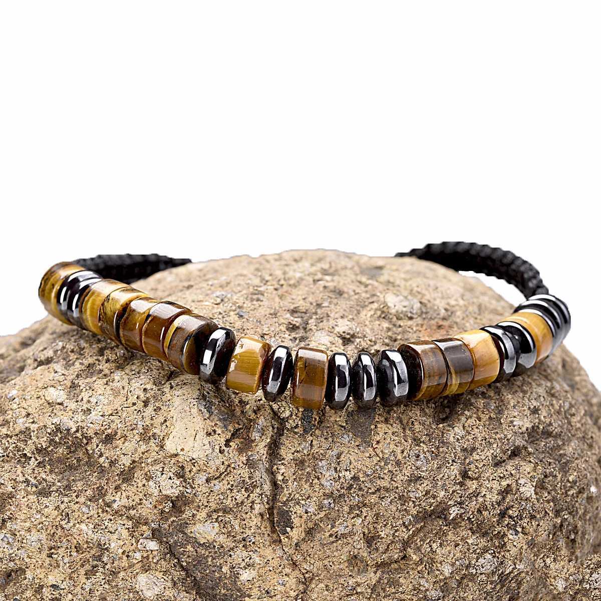 Natural Tiger Eye Stone Personalized Custom Morse Code Bracelet For Men Women Couples Friendship Birthday Gift Sister BFF Message W250526