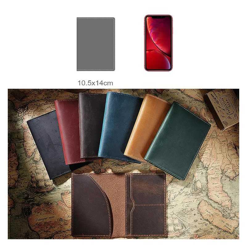 Genuine Crazy Horse Leather Passport Cover Solid Credit ID Card Case Holder Business Unisex Travel Wallet Z250527