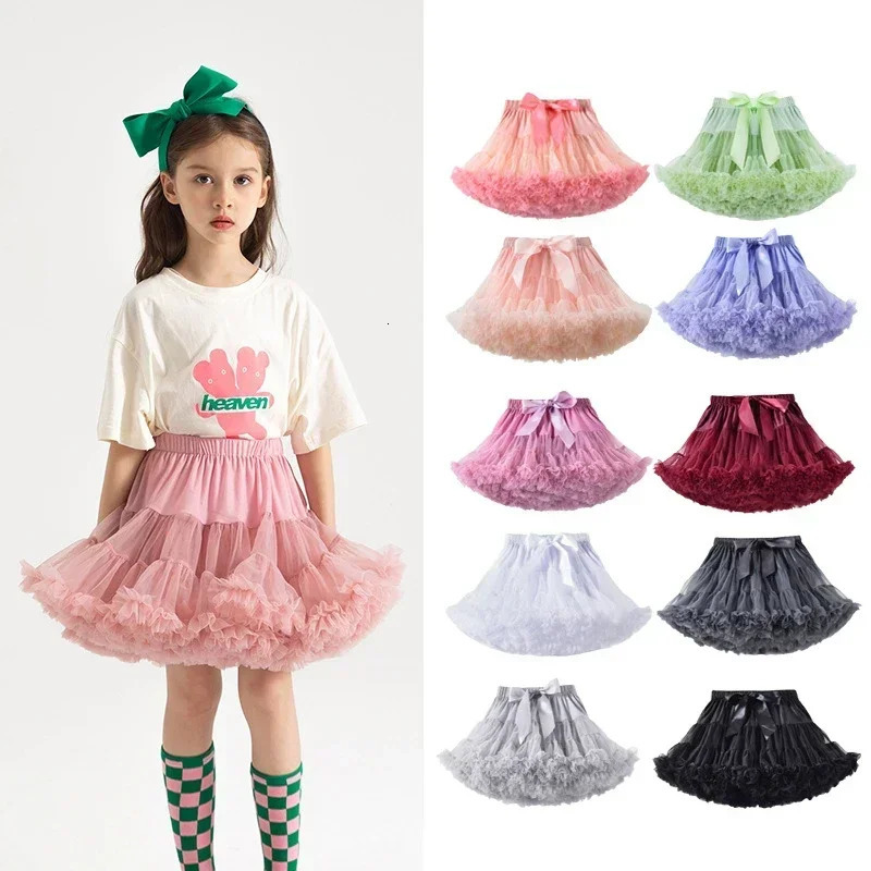 Little Girls Tutu Skirts Black Fluffy Toddler Tulle Princess Ball Gown Pettiskirt Ballet Dance Kids Partybirthday Skirt 112T 250527
