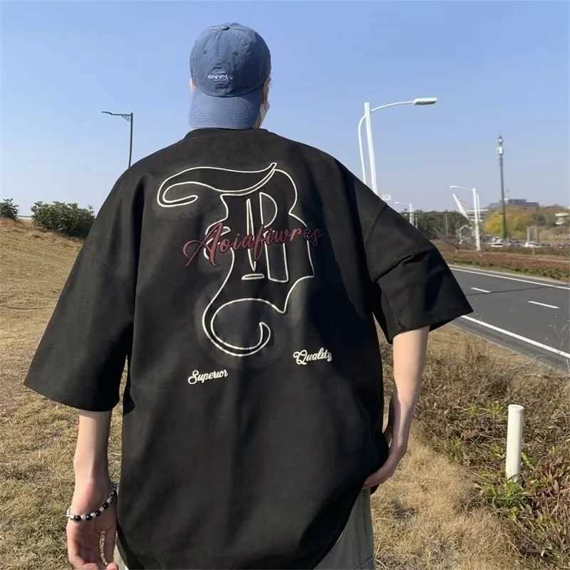 8XL Casual Short Sleeve Loose Printed Retro American Gothic Hollow T-shirt Z250527