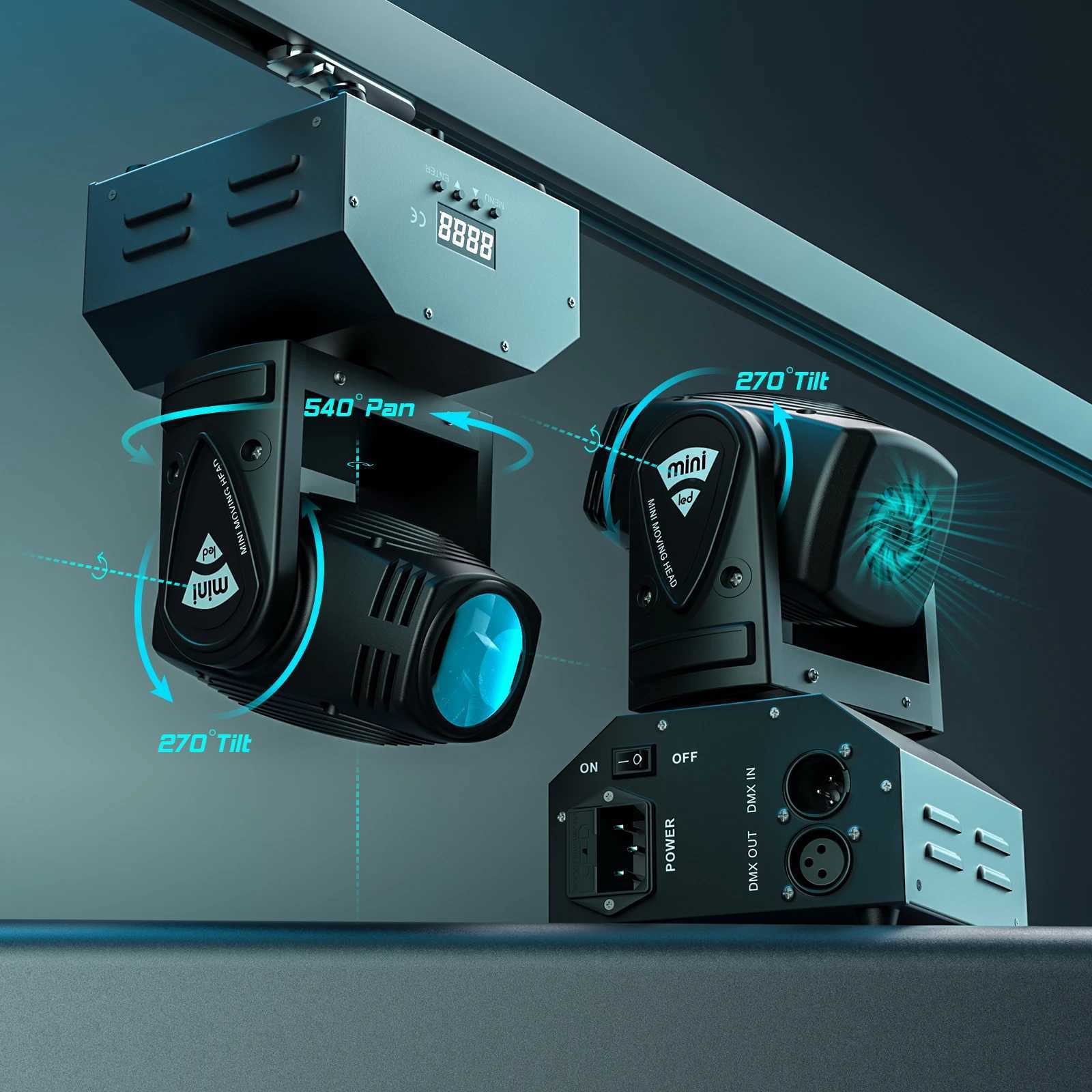 Datewink Mini 10W Beam Moving Head Lights RGBW 4IN1 LED Stage Lighting Effect DMX512 For DJ Disco Party Wedding Show Christmas XJ250527