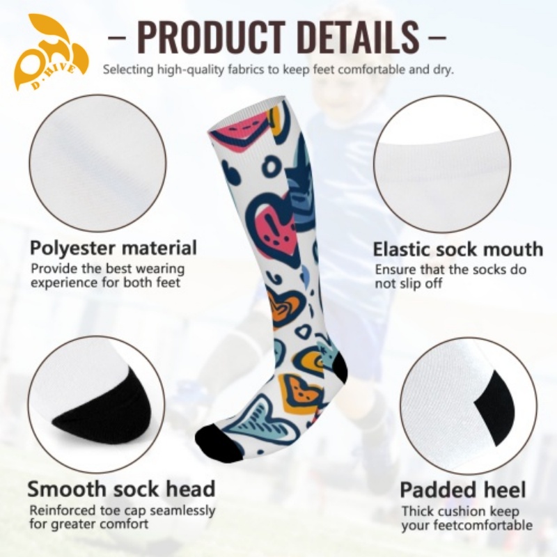 Free delivery.Fashion designer customizes lightweight high-quality full-width printed white and black socks of 44 centimeters