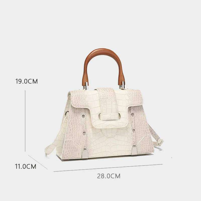 Women's Bags Designer Brand Women's Handbag Fashionable Light New Designer High-End Temperament Wooden Handle Crossbody Shoulder Bag