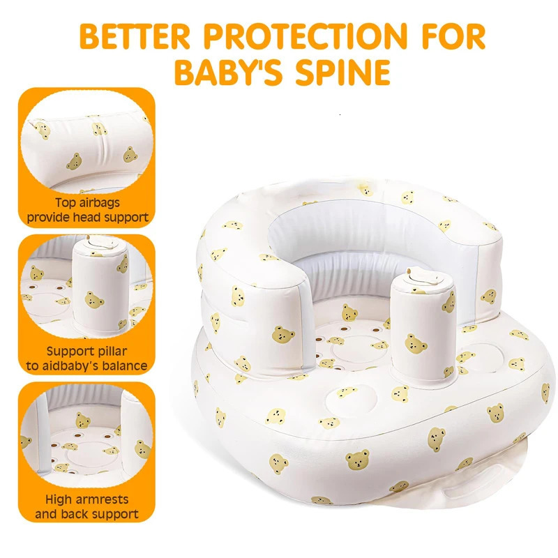 Inflatable Baby Seat for Babies 336 MonthsBuilt in Air Pump Children SofaBumbo Learning to SitFeedingCamping 250527