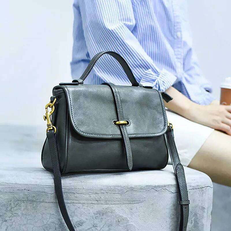 Designer Natural Genuine Leather Women's Shoulder Messenger Bag Fashion Real Cowhide Multi-Compartment Female Handbag