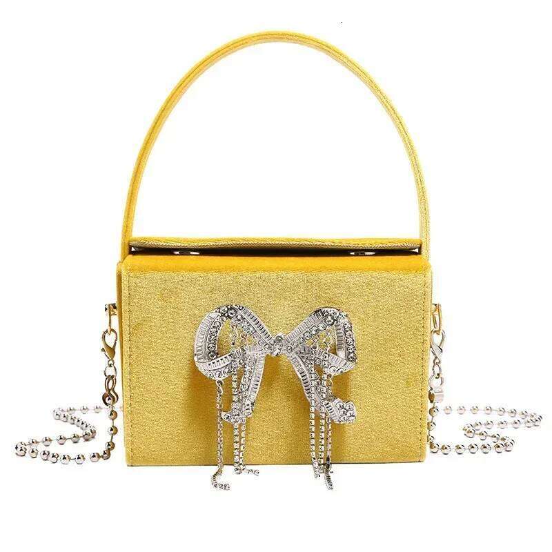 Bow Rhinestone Evening Women Clutch Shoulder Crossbody Bag Purse Box Flap Handbag For Wedding Party Tote