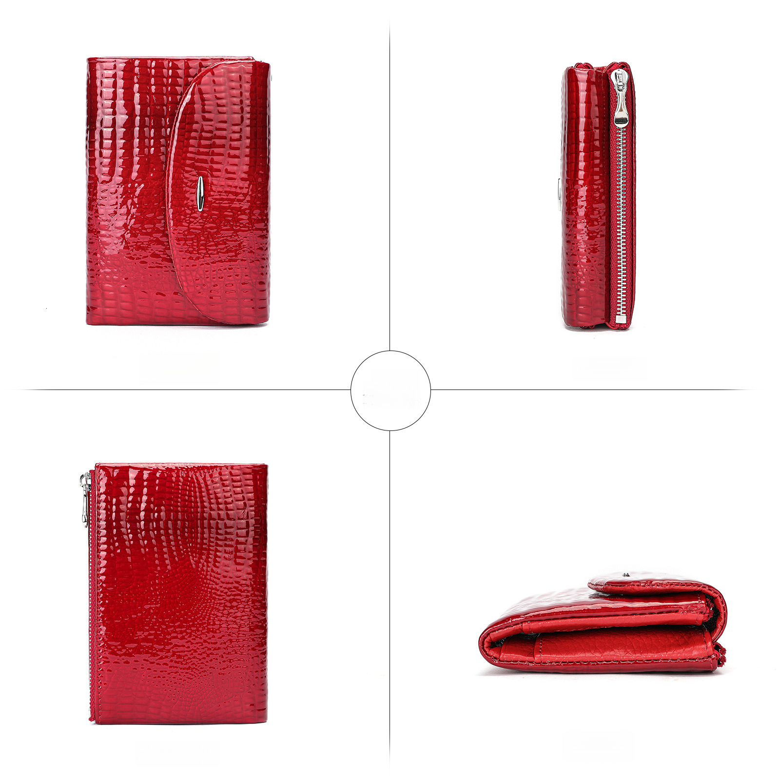 Free Shipping Designer Wallet Genuine Leather Women's Wallet Patent Leather Fashionable Zipper Hand-held Bag Cover Cowhide Crocodile Pattern Card