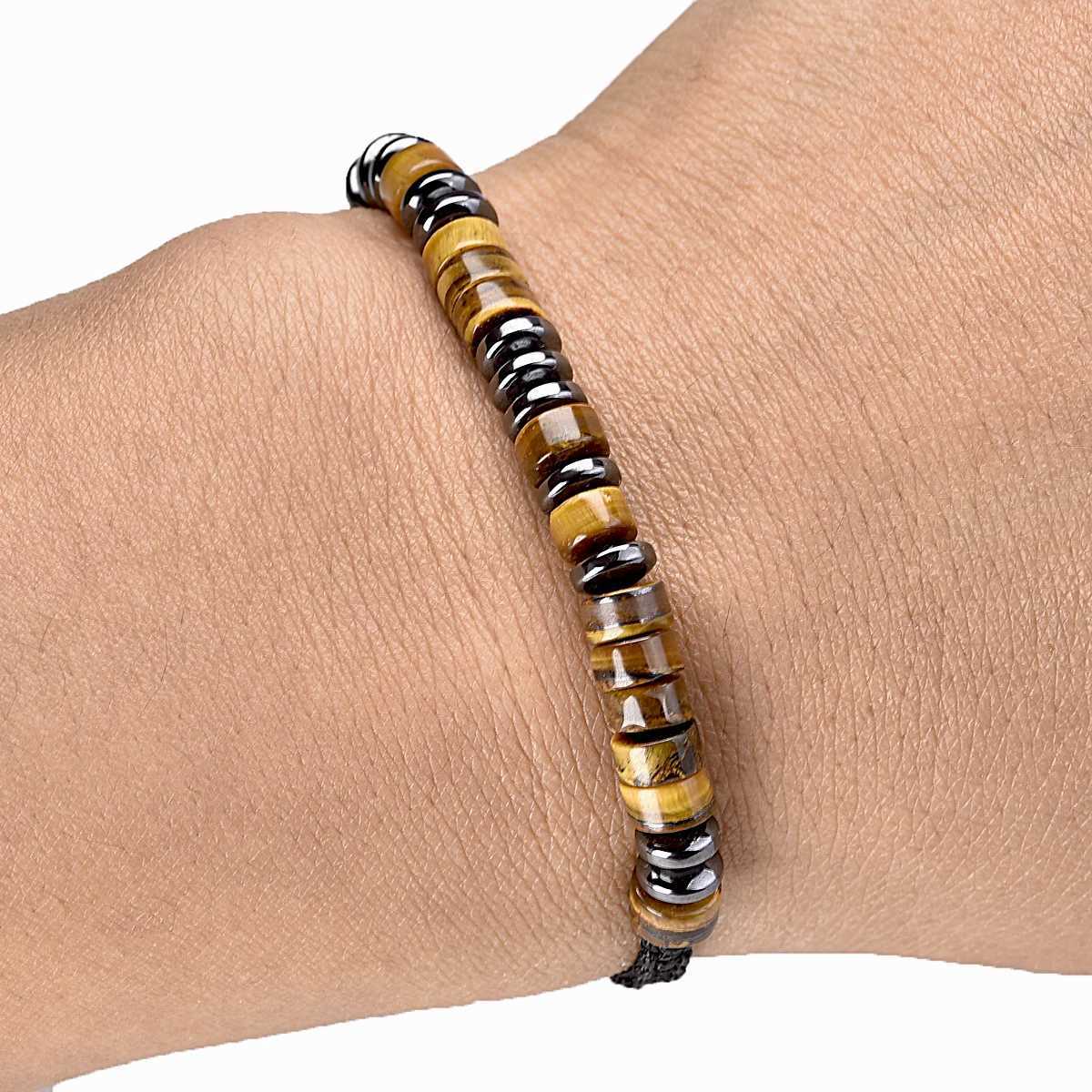 Natural Tiger Eye Stone Personalized Custom Morse Code Bracelet For Men Women Couples Friendship Birthday Gift Sister BFF Message W250526