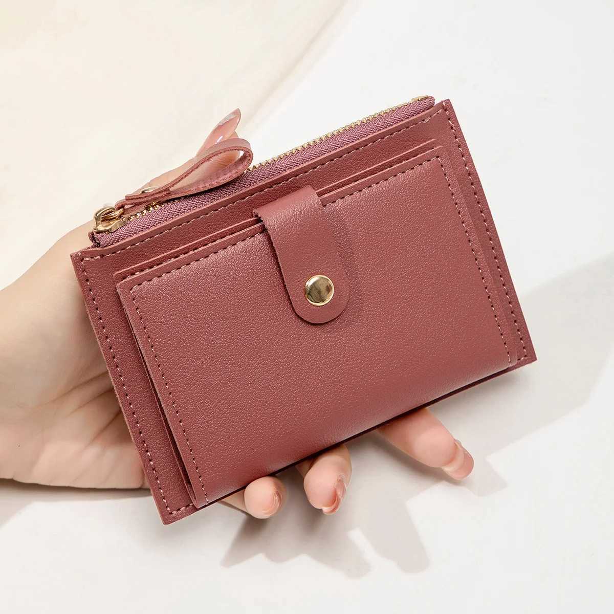 New Womens Short Card Bag Ultra Thin Mini PU Leather Zero Wallet Solid Color Womens Clip Coin Wallet Z250527