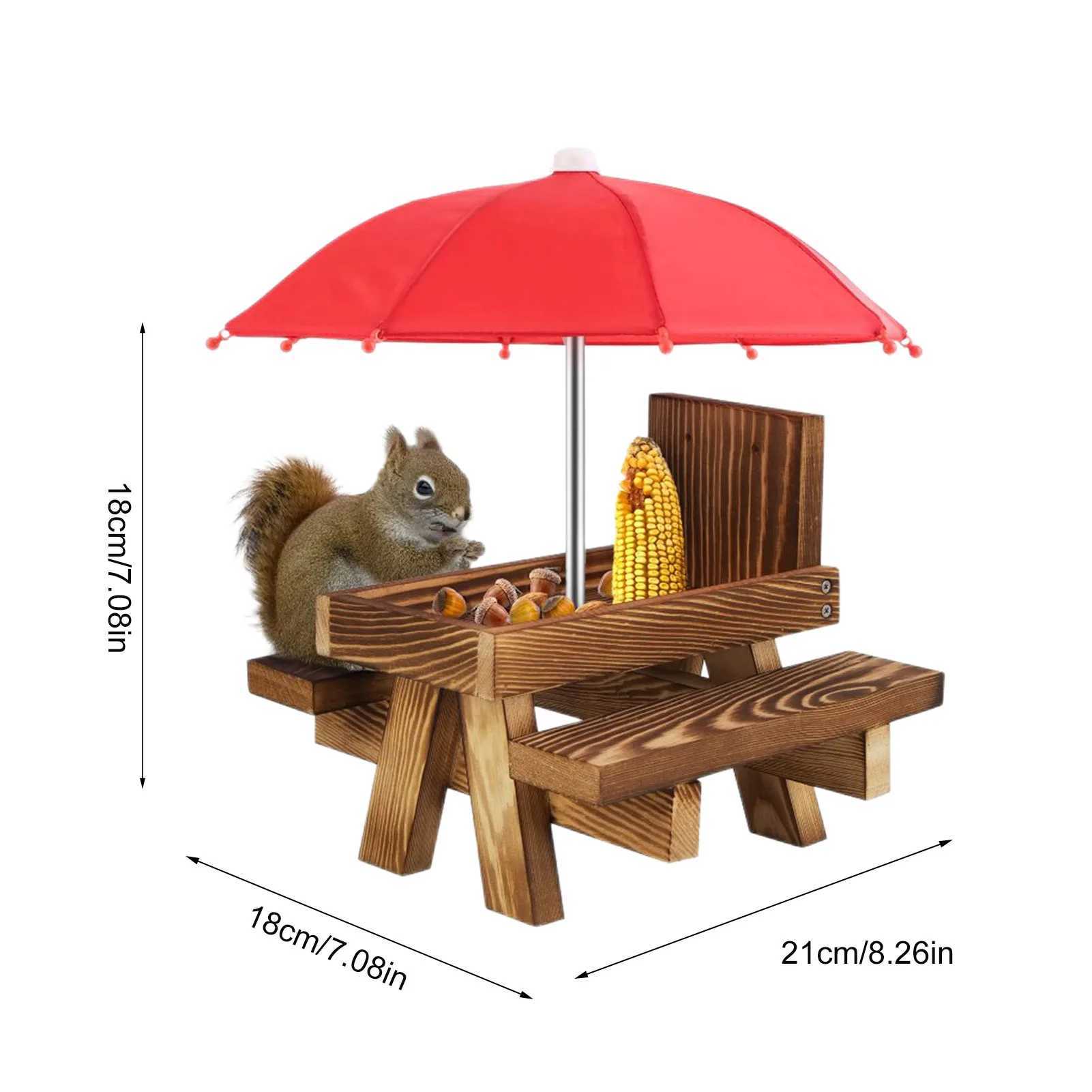 Squirrel Picnic Feeders For Outside Natural Squirrel Bench Feeding Table With Corn Cobs Holder For Backyard Garden C250527