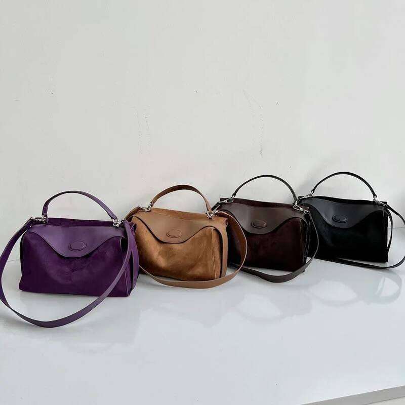 Hot Selling Suede Leather Boston Pillow Quality Women's Designer Patchwork Shoudler Bags Commuter Crossbody Bag Large Capacity