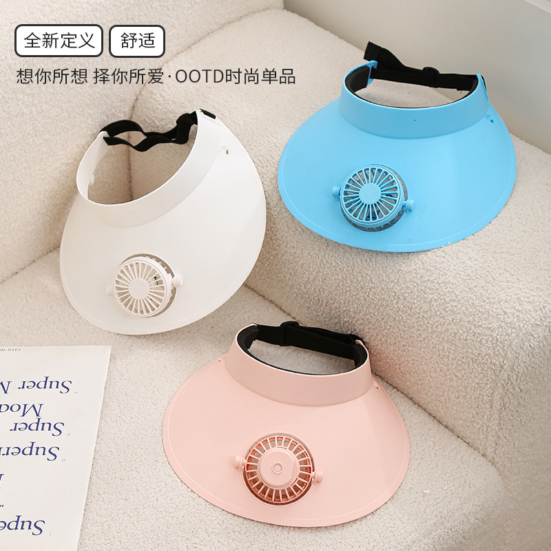 Designer's Sun Hatcross-border Lazy Portable Sun Hat With Small Fan Outdoor Sports Rechargeable Solar Fan Hat