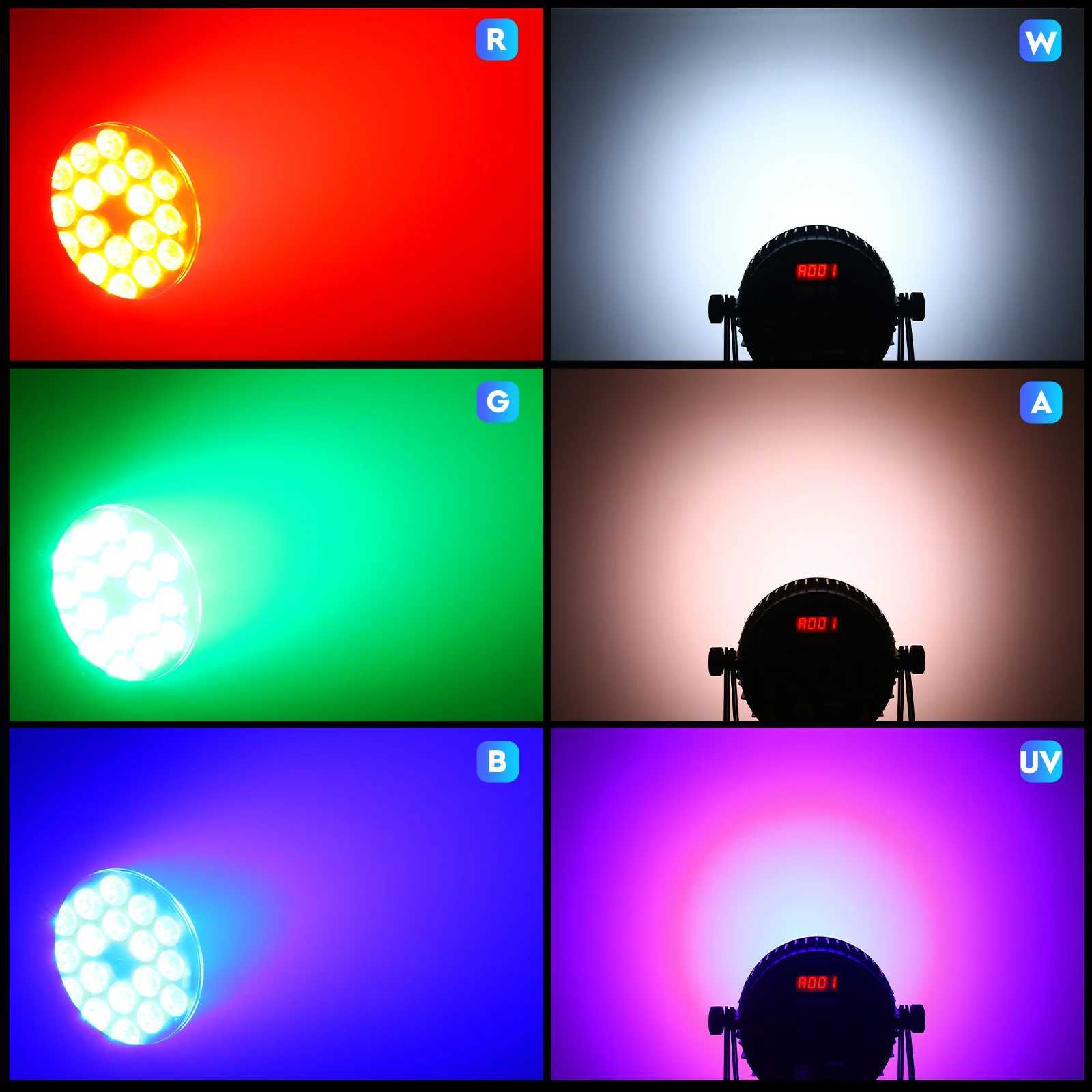 UKing 4PCS 150W LED Par Light 18x10W RGBWA+UV Waterproof 6in1 18LED Fixture Beads Stage Light DMX512 DJ Light for Disco Dance XJ250527