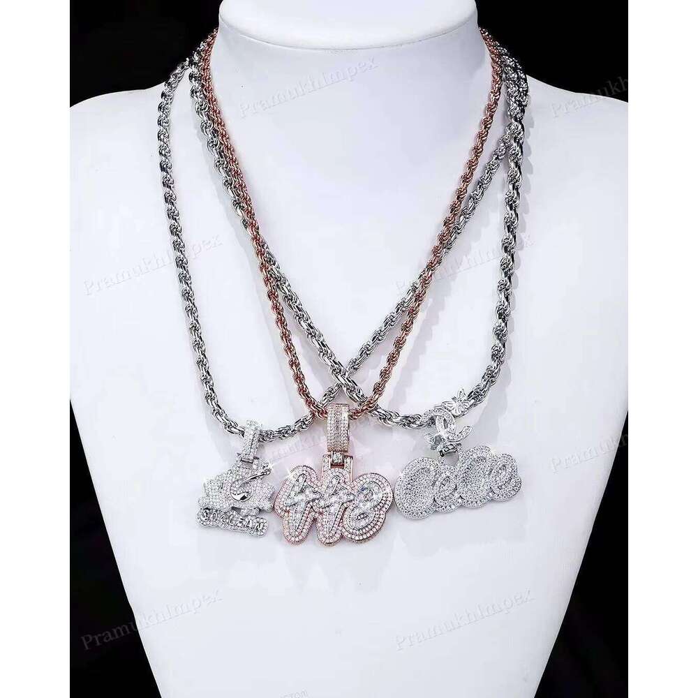 Hot Selling Customized VVS1 Moissanite Sterling Sier Pass Dia Tester Hip Hop Iced Out Letter Pendant Rapper Jewelry