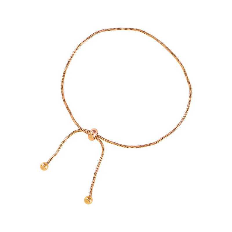 Summer Bracelet for Women Bead Adjustable Stainless Steel Chain Rose Gold Silver Color Hand Jewelry (B003) W250526