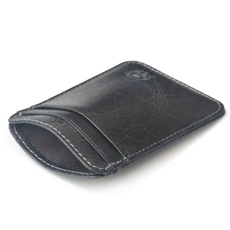 Wholesale Genuine Leather Convenient ID Pocket Bank Case Vintage Thin Card Wallet Men Cash Bag Slim Bus Card Holder Z250527
