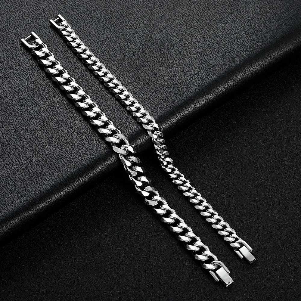Width 8/10MM 316L Titanium Steel Cuban Chain Bracelet Fashion Mens Stainless Steel Link Bracelet Father Boyfriend Gift W250526
