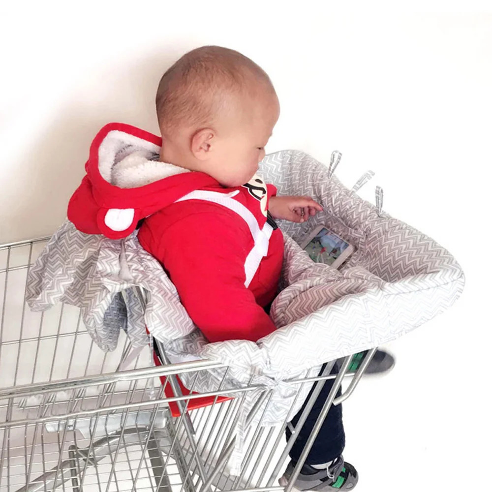 Multifunctional 2in1 Baby Shopping Cart Cover Children Highchair with Thickened Soft Cushion Transparent Phone Holder 250527