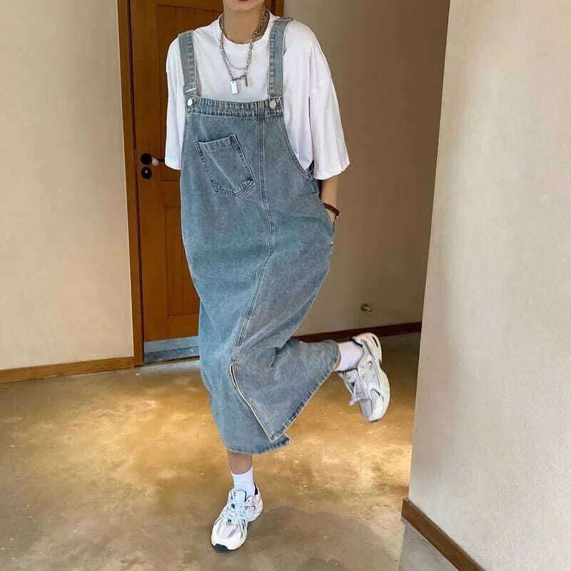 Hot Tight Dresses Spring Summer Denim Overall Dress Women Sleeveless Jeans Fashion Female Solid Slip Casual Loose Spaghetti Strap Dresses Casual Knee 