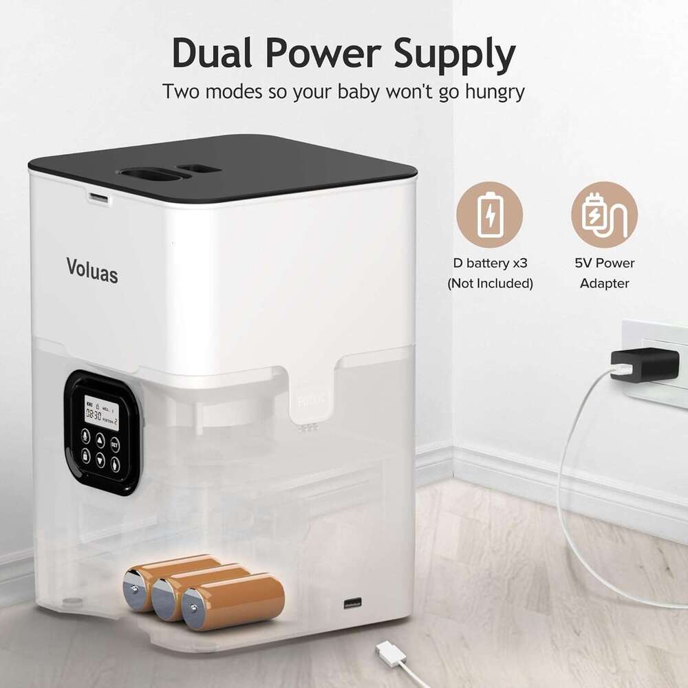 VOLUAS Automatic Cat Feeders - Timed Pet Feeder for Cats and Dogs with Dry Food Dispenser, Desiccant Bag, Programmable Portion Control, 4 Daily Meals,