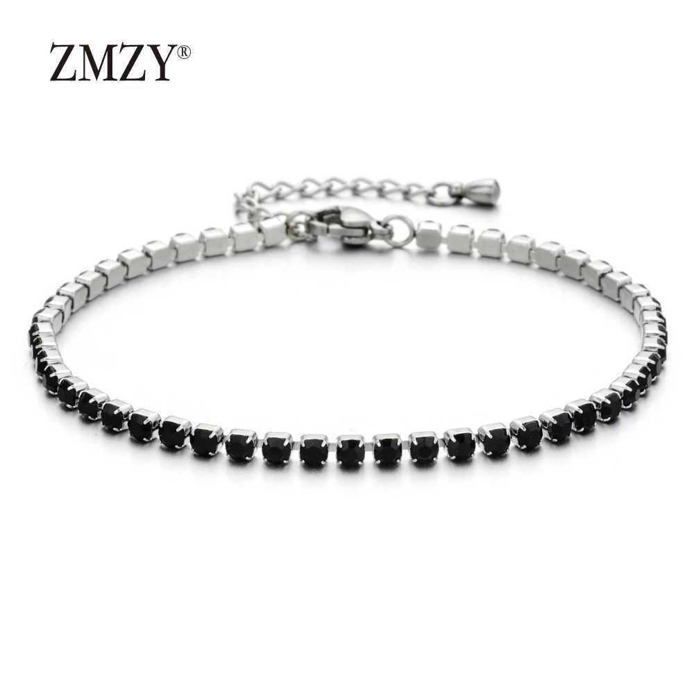 ZMZY 304L Stainless Steel Bracelet Rhinestone Sparkly Cubic Zirconia Tennis Link Bracelets Gifts For Women Wedding Jewelry W250526