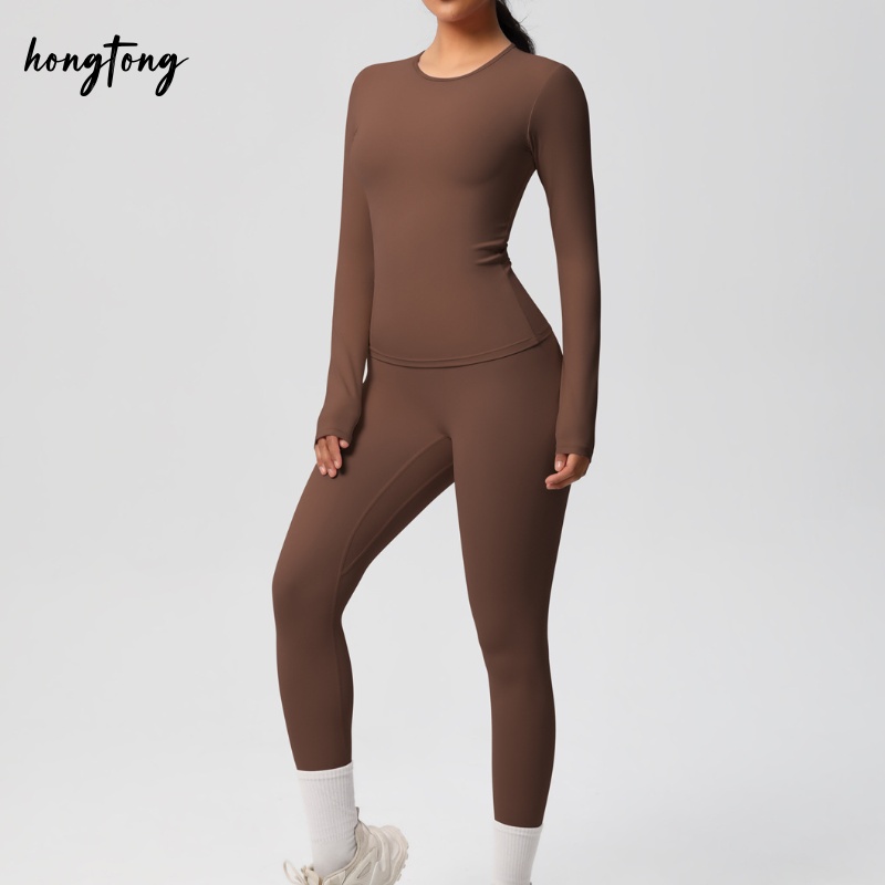 Workout sets woman elastic skinny long sleeve pants yoga set bodybuilding gym clothes outdoor running breathable moisture wicking quick dry active wea