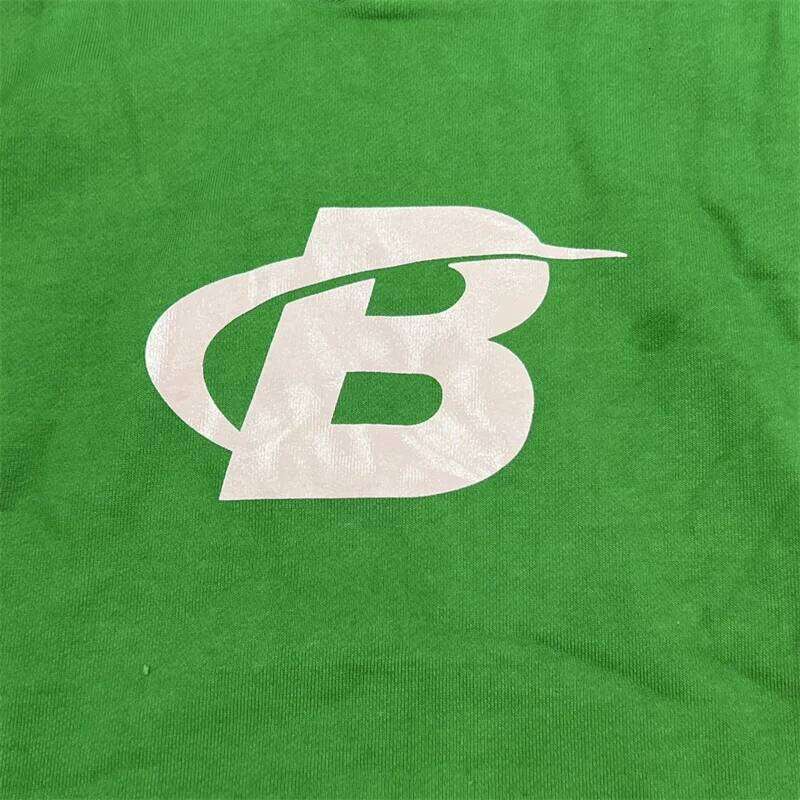 Green Pure Cotton Letter B Printed Fashionable Sportswear Loose Casual Men's Hooded Sweatshirt