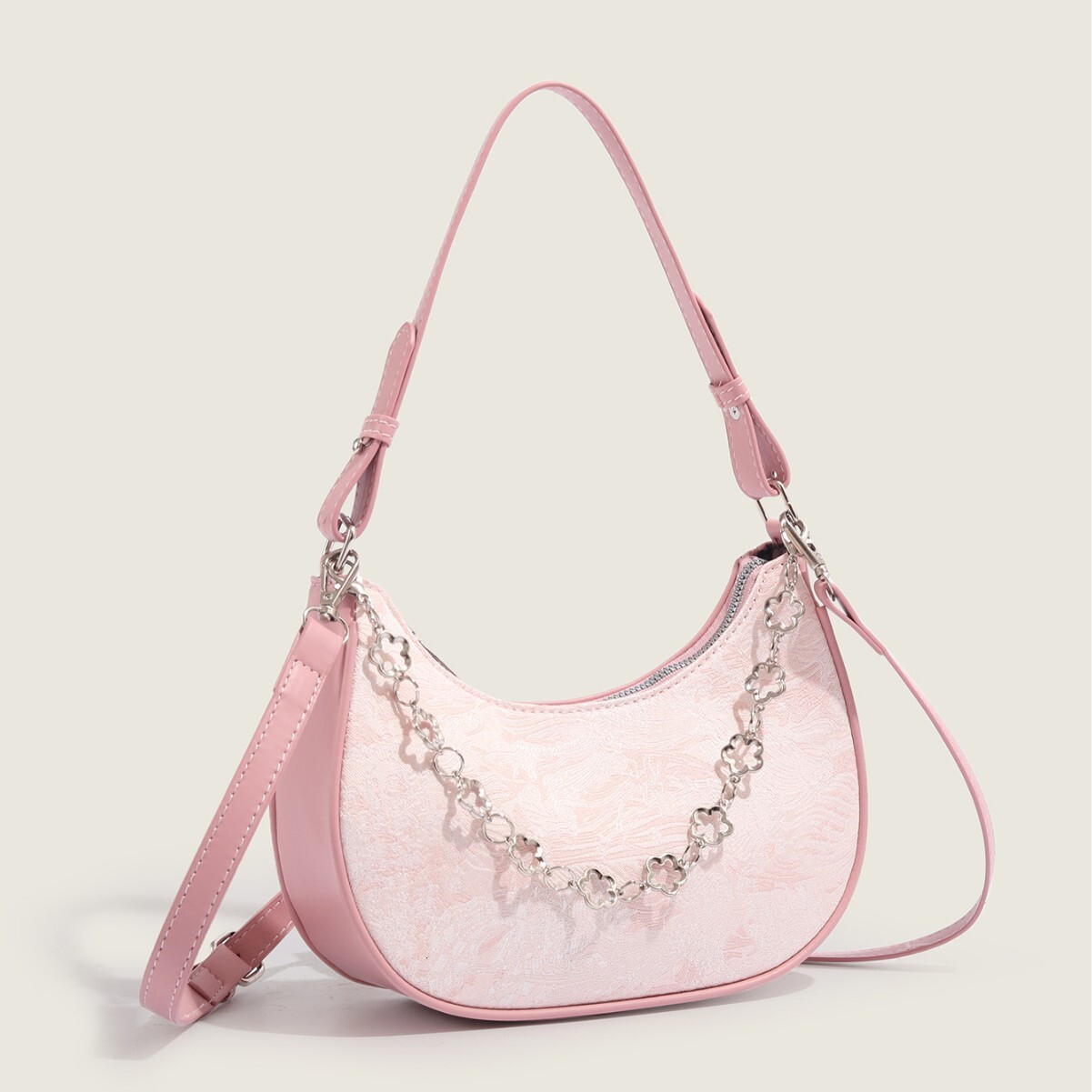 Top brand high-quality new free designer bag armpit bag fashionable design shoulder bag horizontal fairy pink crescent bag new free designer bag