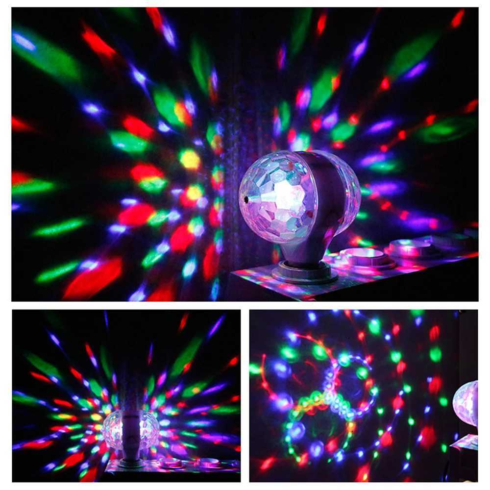 E27 Disco Ball Light DJ Audience Flash Family Halloween Christmas Party Atmosphere Light Wedding Rotating Mini Stage Lights XJ250527