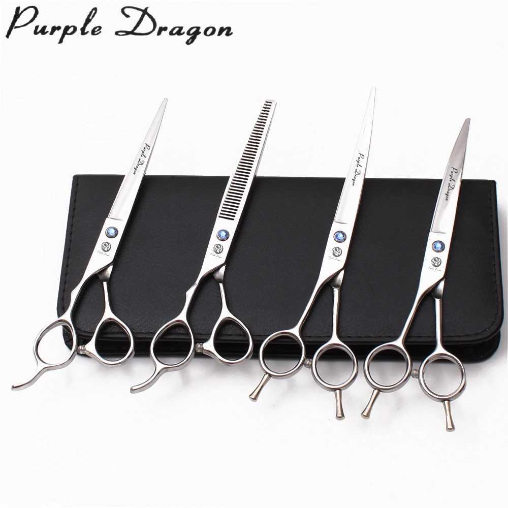 Left-Hand 7.0 JP Stainless Purple Dragon Shiny Animal Shears Straight Scissors Thinning Shears Curved Shears Pet Scissors Z3006 R250527