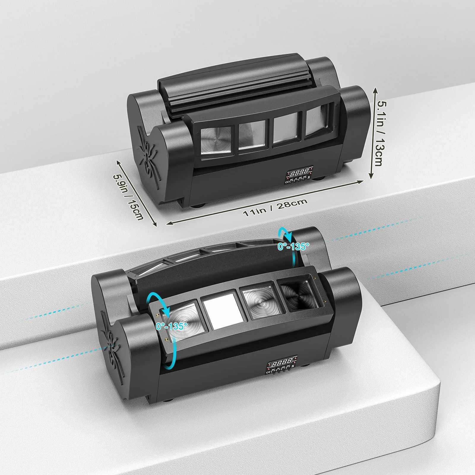 Fieryzeal 2PCS Mini LED Spider Beam Stage Lighting 8x10W RGBW Moving Head Light DMX 512 Spider Light for DJ Nightclub KTV Party XJ250527