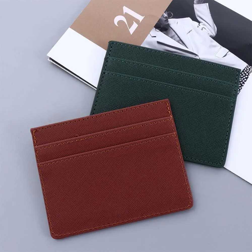 Women Men PU Leather Slim Wallets Coin Purse Business ID Card Holder Double Side Cards Storage Wallet High Quality Z250527