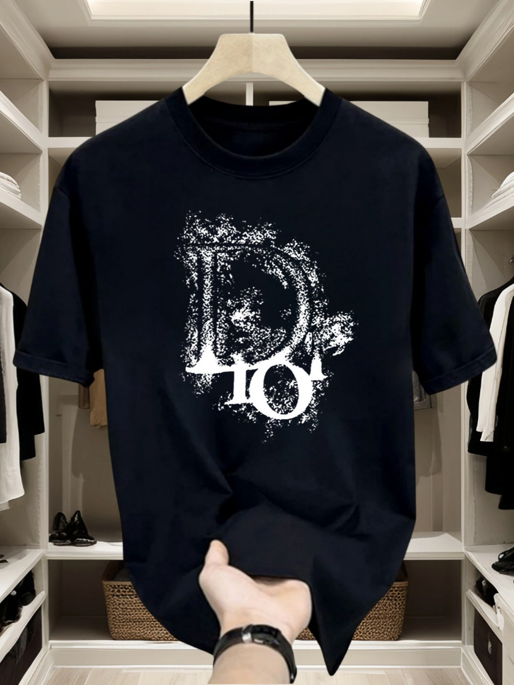 Hot Free shipping designer t-shirt for mens t-shirt black white New Summer Loose Trendy Brand Heavy Duty T-shirt