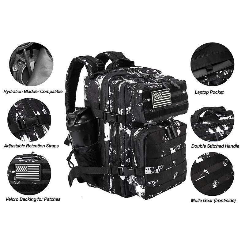 LHI L Tactical Backpack GYM Bag For Women School Fiess Sports Outdoor Camping Hiking Rucksack Witch Bottle Holder