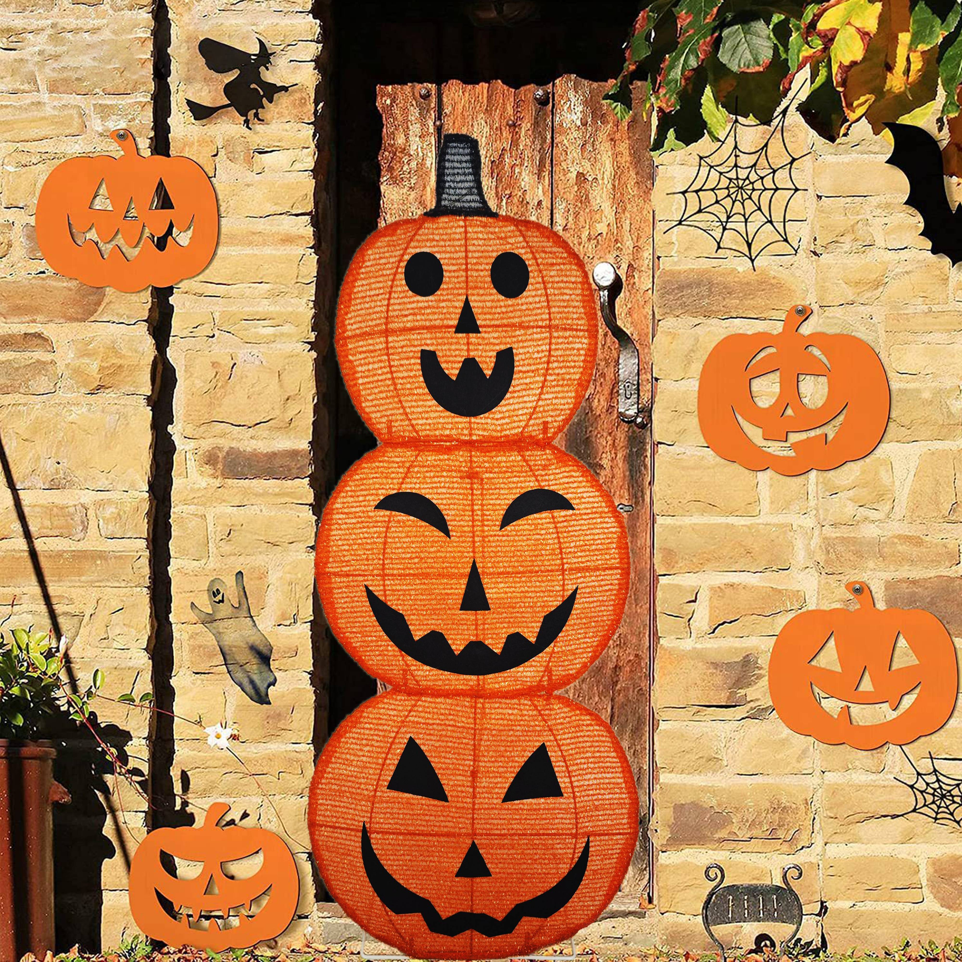 2D semi-three-dimensional three-section smiling pumpkin lanterns for Halloween festival