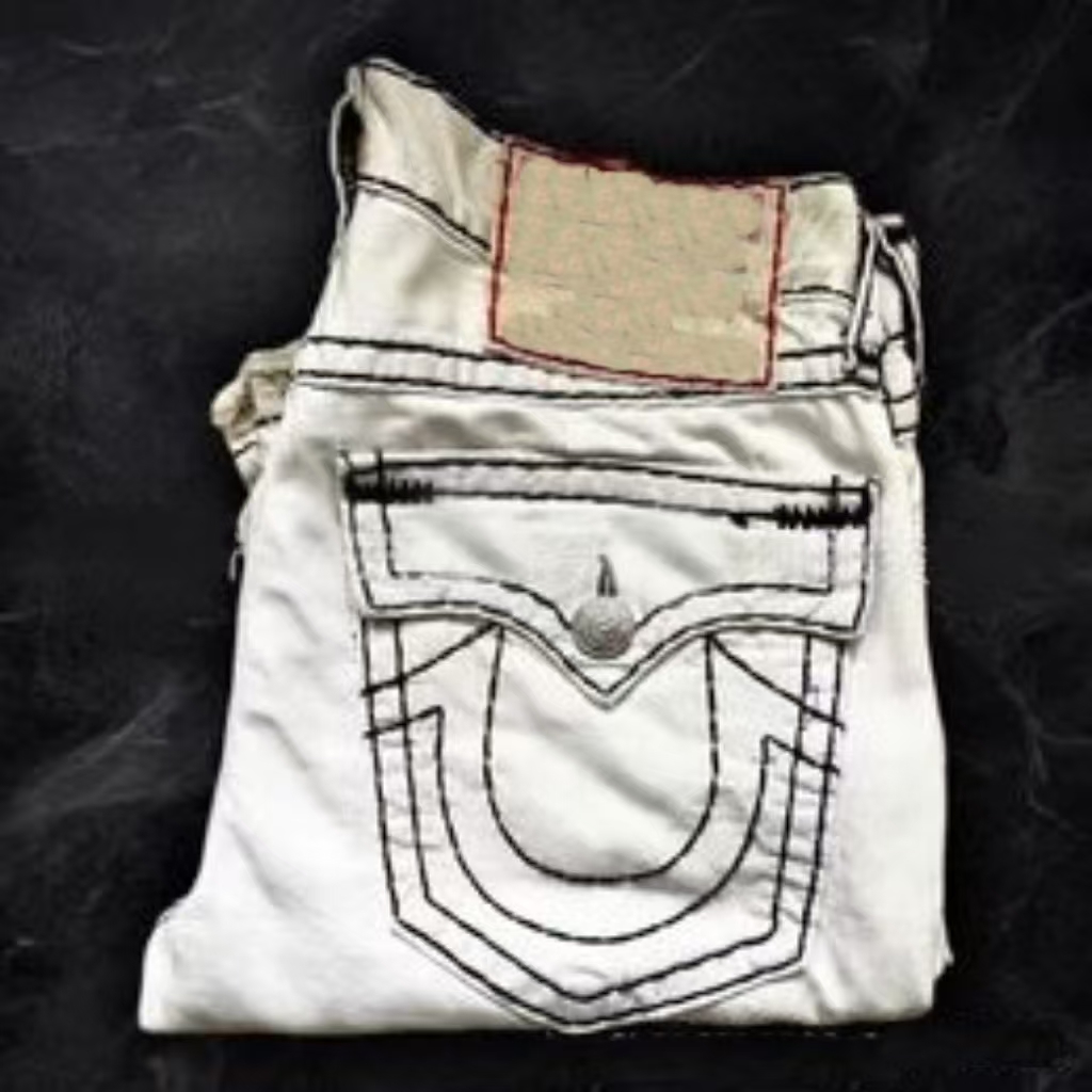 25ss Designer Brand Cross-border foreign trade trend: Versatile American retro new spring and autumn jeans for men and women, white thick straight-leg trousers