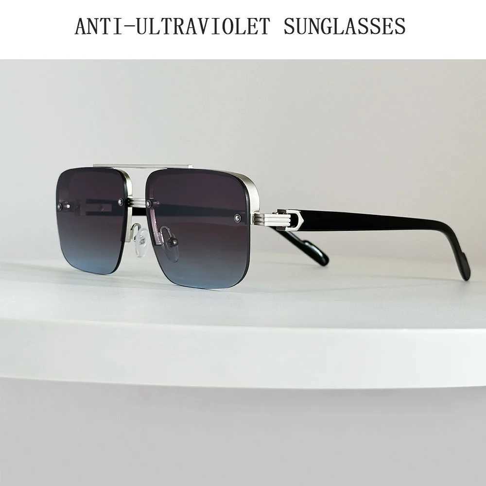 2025 Square Sunglasses Men Vintage Semi Rimless Sunglasses Women Vacation Fashion Glasses Mens Sunglasses Womens Sunglasses Z250527