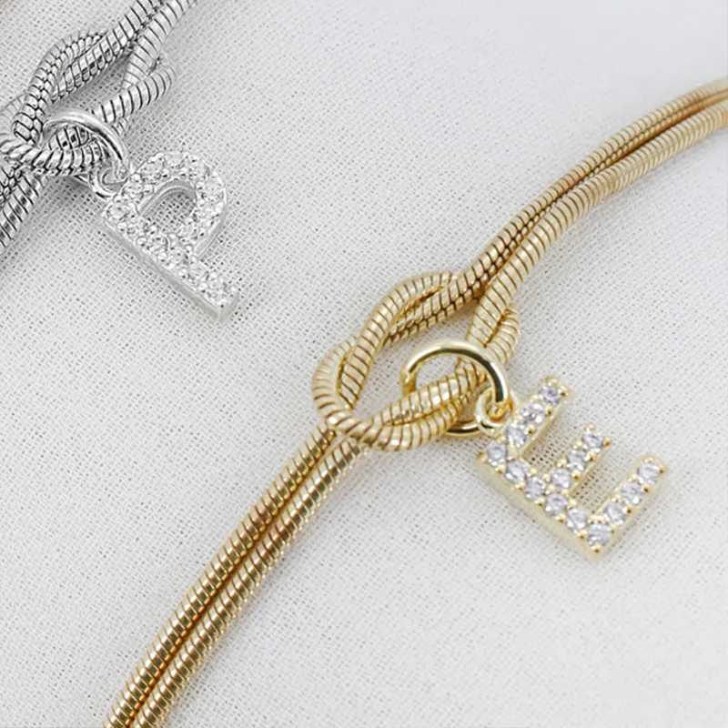 Letter A-Z Love Knot Bracelets for Women Couple 18K Gold Plated Dainty Snake Chain Charm Bracelet Stainless Steel Jewelry Gift W250526