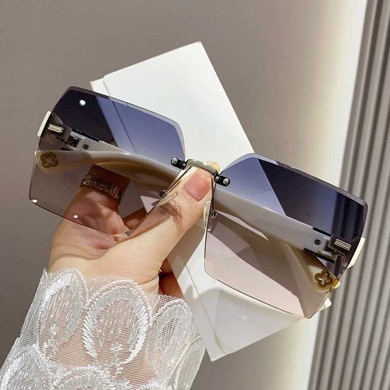 2PCS Gradient Lens Rimless Sunglasses for Men and Women Cut Edge Glasses for Outdoor Eyewear UV400 Protection Z250527