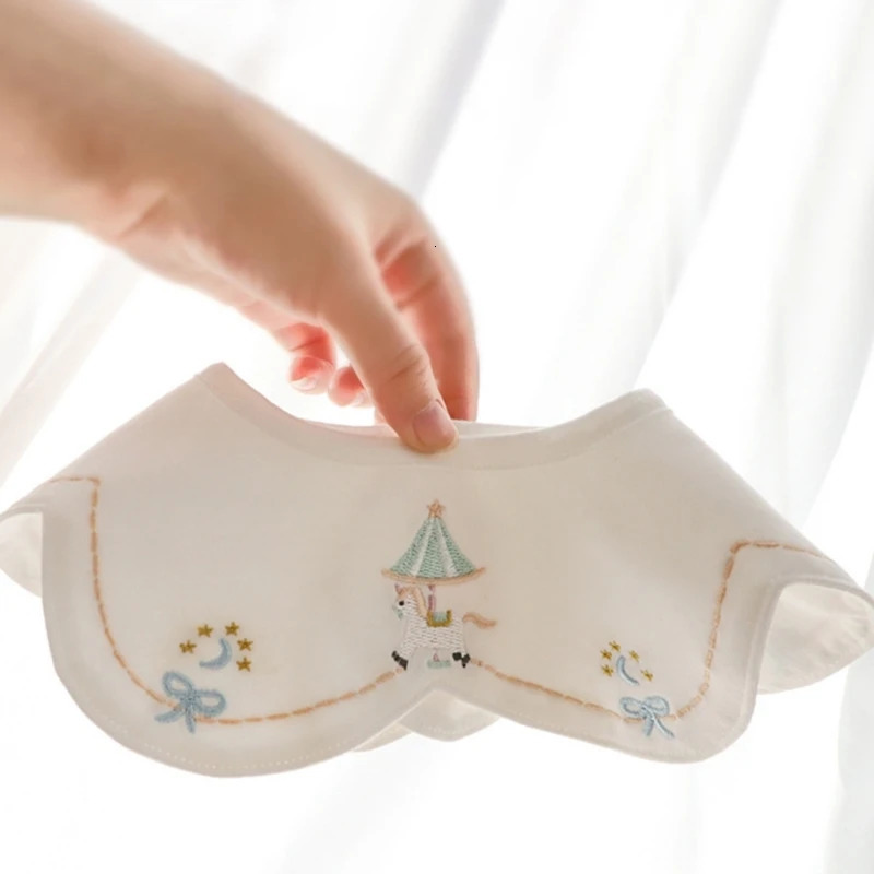 Kids Embroidered Waterproof Feeding Bibs Comfortable Cotton Bibs Toddlers Waterproof Bibs Infant Mealtime Bibs for Kids 250522