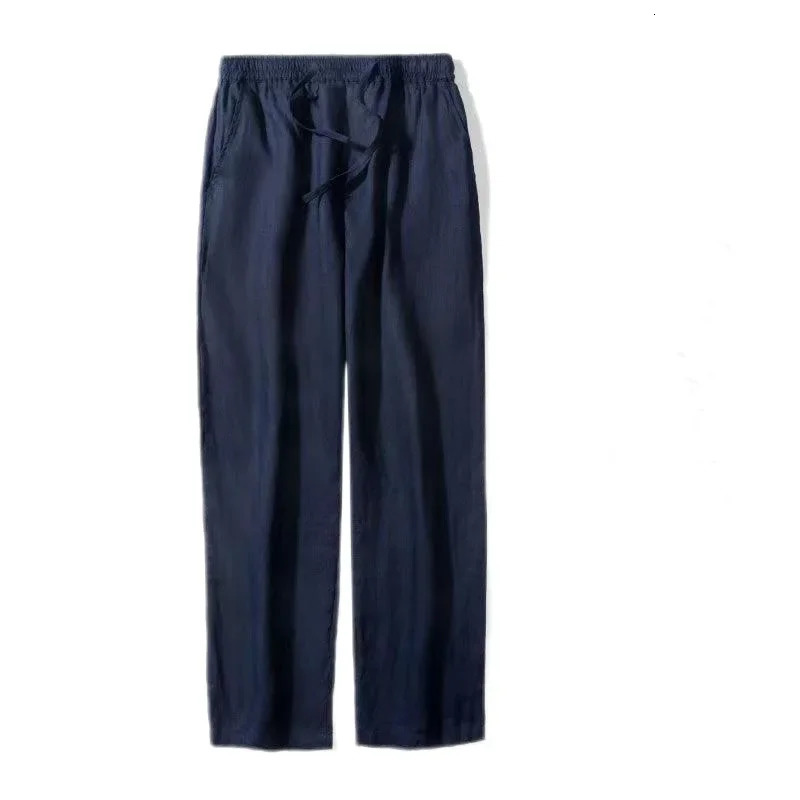 Fashion Solid Color Linen Pants Men Loose Cotton Hemp Men Casual Pants Men Summer Straight Pants Men Clothing 250526