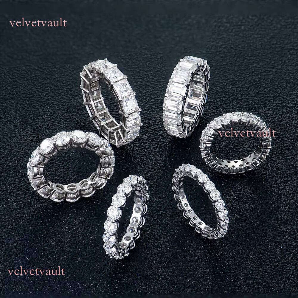 3mm 4mm 5mm 6mm Women Men's Iced Out Full Sterling Silver Eternity Engagement Hip Hop Tennis Vvs Diamond Moissanite Ring