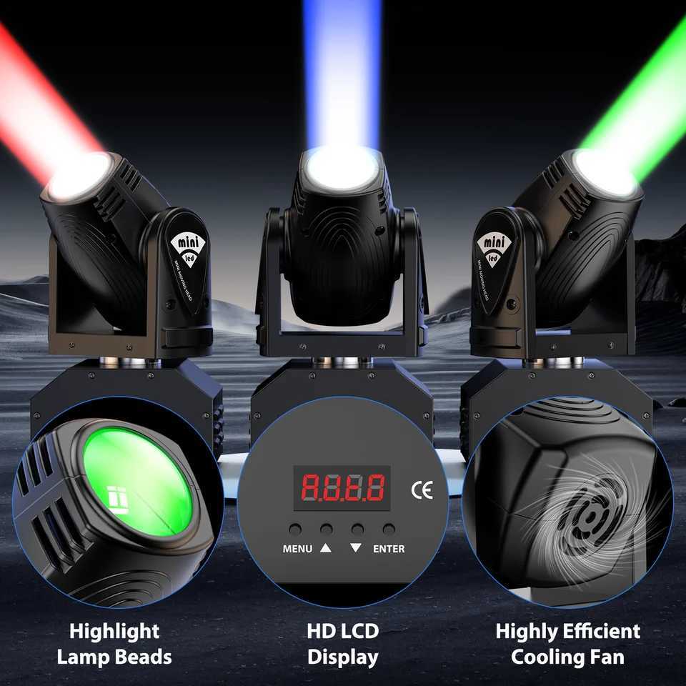 Datewink Mini 10W Beam Moving Head Lights RGBW 4IN1 LED Stage Lighting Effect DMX512 For DJ Disco Party Wedding Show Christmas XJ250527