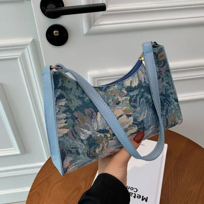 Womens Underarm Bags Autumn Trendy Oil Painting Shoulder Bag Cute Simple Handbags and Purses Female Travel Small tote 250428