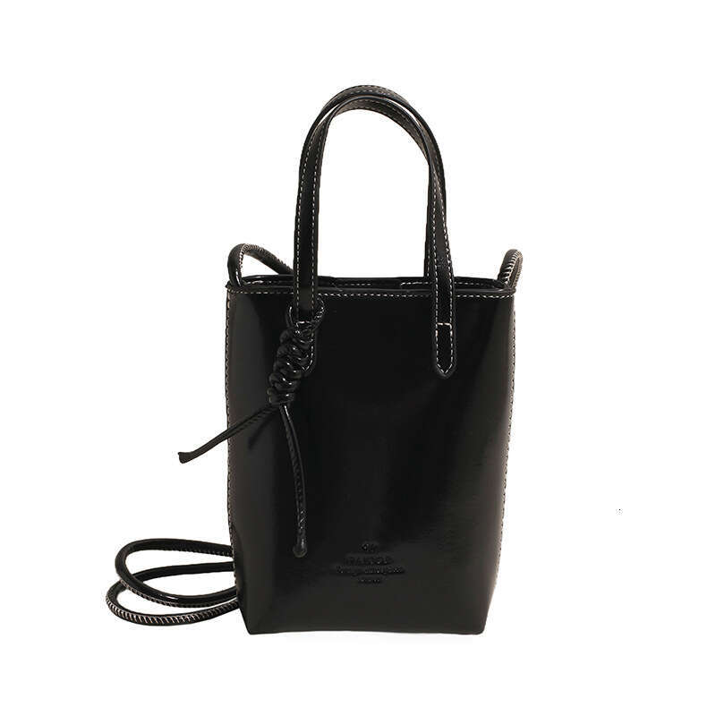 High-End Niche Oil Wax Leather Handbag Mobile Phone Commuter Versatile Stylish Solid Color Shoulder Crossbody Women's Bag