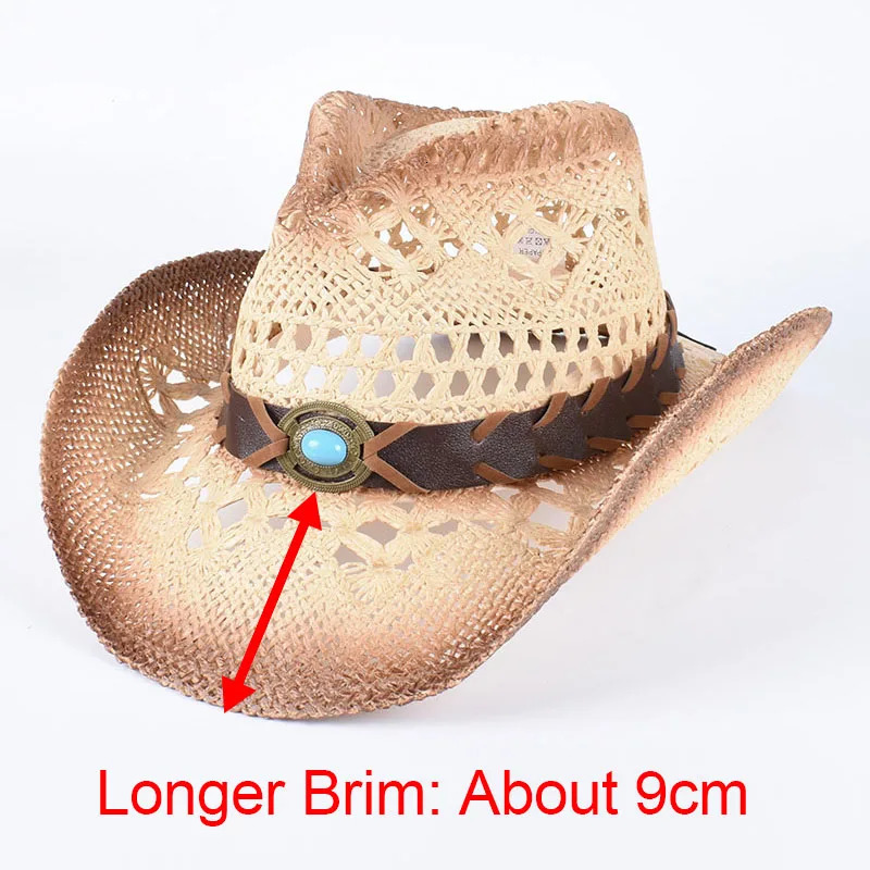 Summer Western Cowboy Hat Woman Men 2025 Adult Vintage Ladies Beach Straw Sun Hat Cowgirl Cap Wide Brim Jeans Hats 250526