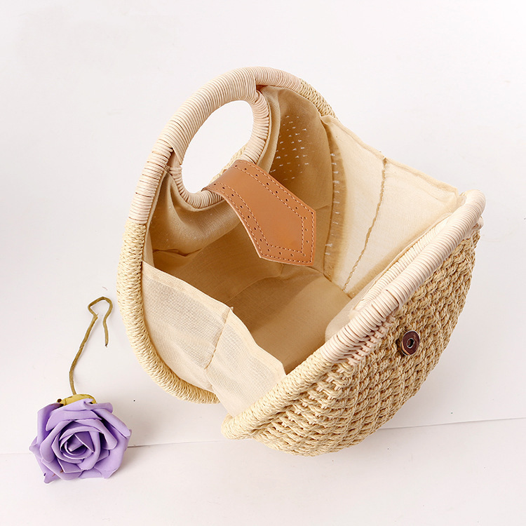 Top quality Brand High Quality New Style Rattan Bags Straw Woven Bag New Style Woven Bag Half Round Beach Handbag Round Straw Woven Bag New Free Deliv