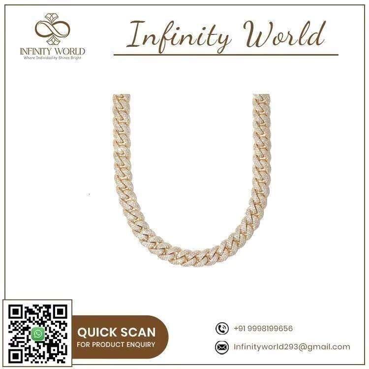 Export Quality Hiphop Custom Sterling Sier Vvs Moissanite Cuban Link Chain fir Unisex from Indian Supplier