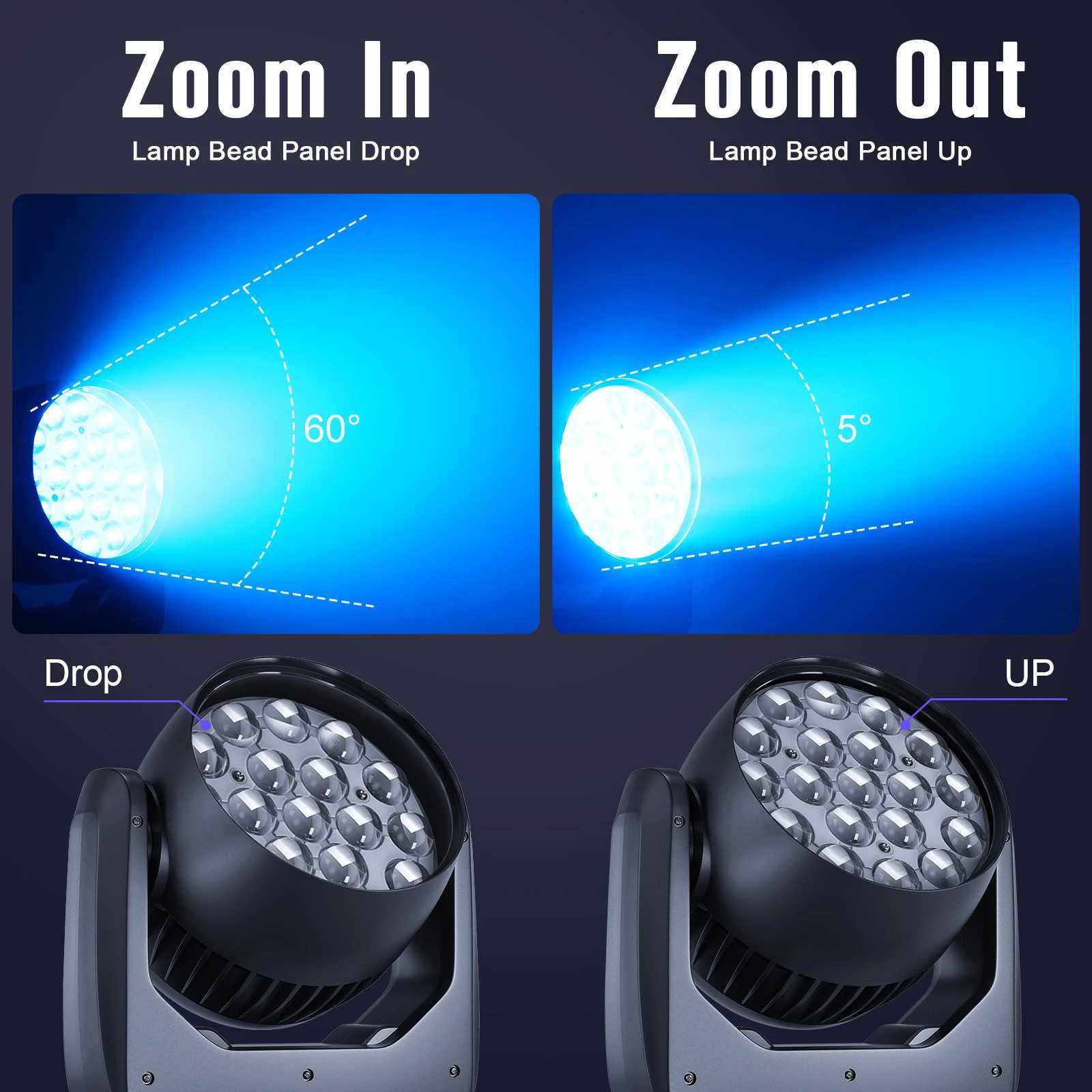 UKing 2PCS 19x15W Beam Moving Head Light 4IN1 RGBW LED Wash Zoom Stage Light DMX Effect for DJ Disco Party Concert Wedding XJ250527